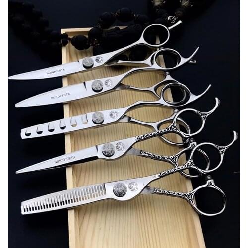 6 Professional Hair Salon Structure Scissors Set Cutting Barber Haircut Thinning Shear Scissors Hairdressing Hair Tools Scissors
