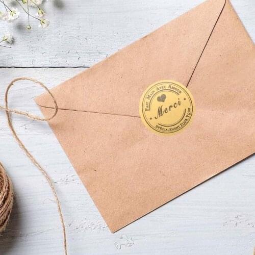 500pcs Kraft Merci French Thank You labels Stickers Envelope Package Seal L5YE