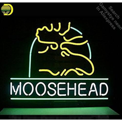 Moosehead Neon Sign neon bulbs Sign neon lights for Beer Bar Room Wall Glass Tube Handcraft Iconic Sign store Display signboard