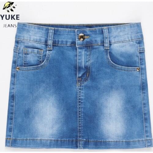 YUKE New Style Girls Denim Skirt Junior Short Denim Skirt Womens Stretch Denim Skirt Childrens Elasticity Denim Skirt 8-15Age