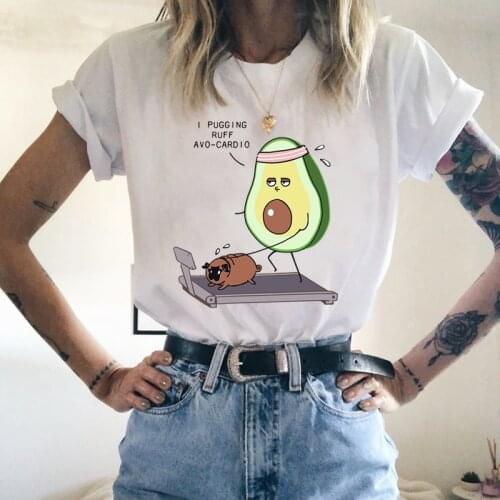 2021 New hot sale avocado printed kawaii Cotton T-shirt women funny graphics avocado short-sleeved shirt female summer T-shirt