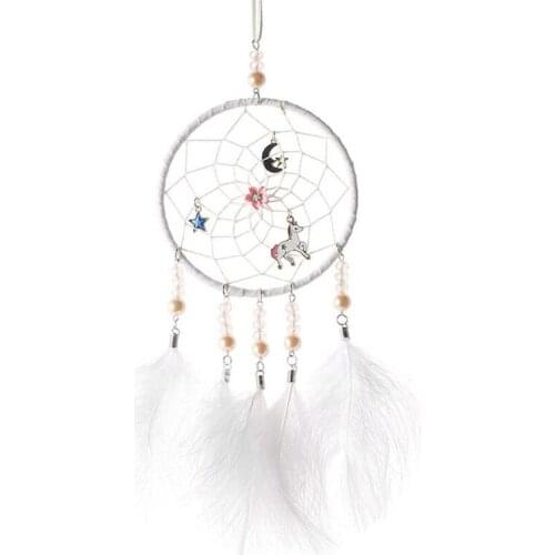 New Unicorn Night Lights Dream Catcher Wind Chimes Car Rearview Mirror Pendant Jewelry Car Hanging Accessories Key Rings Pendant
