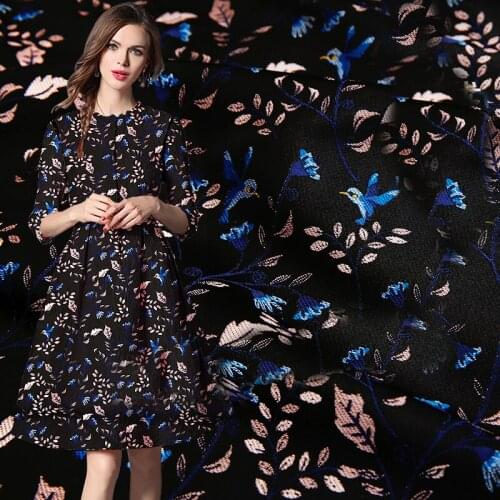 HLQON new arrival gold line yarn dyed brocade jacquard pink flower fabric for dress women clothing tissue patchwork 145cm width