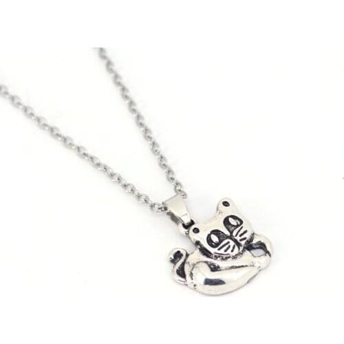 Cute Ancient silver color cat pendant necklace cat necklaces gift