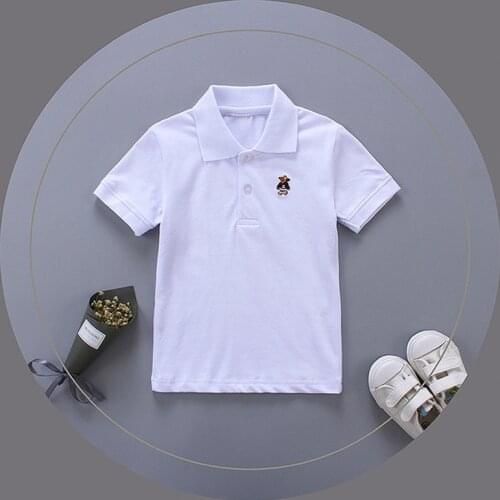 Jargazol Baby Boy Polo Shirts Fashion School Uniform Stripes Tops Cartoon Embroidery Sports Polo Shirt Teenagers Costume