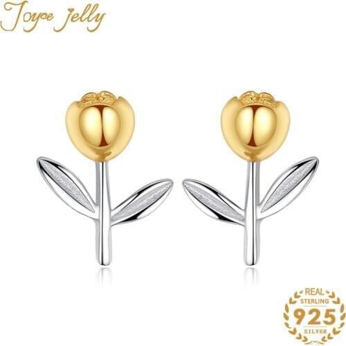 JoyceJelly Real Pure Solid 925 Sterling Silver Earrings For Charm Lady Flower Shape Wedding Party wholesale Gift 2020 Trendy