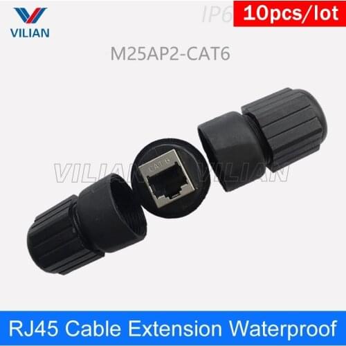 Metal Shielding CAT5E CAT6 socket Outdoor waterproof RJ45 LAN Connector Ethernet Network Cable Extension Adapter 8P8C 10 units