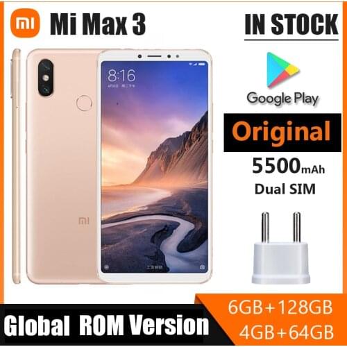 Smartphone Xiaomi Mi Max 3 6.9 inch 4G RAM 64GB ROM Fingerprint 4G Android Smart Phone Unlocked Qualcomm Snapdragon 652