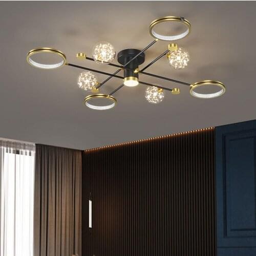Modern Nordic Black Gold LED Bedroom Branch Hanging Chandelier for Living Dining Room Home Interior Ceiling Decorative Lighting