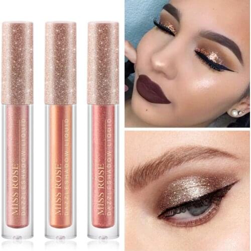 MISS ROSE 12 Color Shiny Eye Liner Pen Metallic Diamond Eyeshadow Waterproof Long Lasting Shimmer Pigmented Liquid Eye Shadow