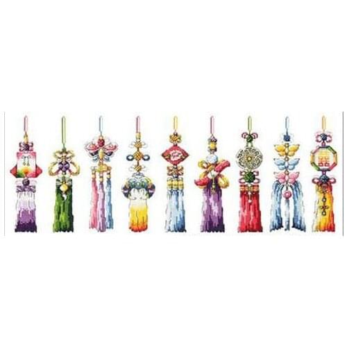 Fishxx Cross Stitch T445Chinas wind[Chinese knot]Mounting version printing,100% accurate pattern,11CT,Need to embroidery