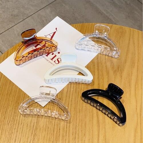 Korean Acrylic Hollow Hair Claws Clips For Women Fashion Simple Solid Color Semicircle Barrettes Girls Hairpins Hair Accessories