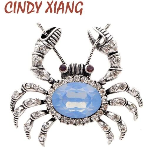 CINDY XIANG 2 Colors Available Rhinestone Crab Brooches for Women Fashion Vintage Animal Pins Cute Accessories High Quality Gift