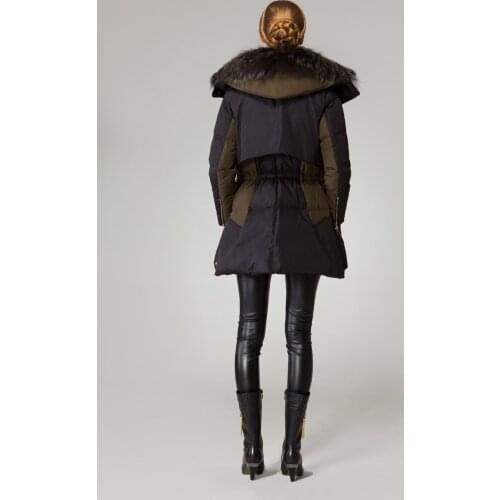 Luxury European Large Natural Raccoon Fur duck down Long Jacket Women Parka Thick hooded slim Female Overcoat LX244288