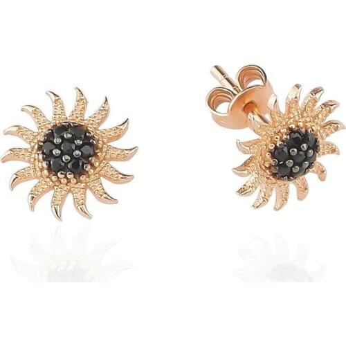 Star Spiral Sun Motif Silver Cubic Zirconia Women Girl Child Studded Earrings
