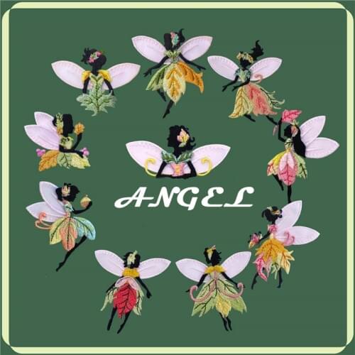 1 PCS Embroidered Chiffon Angel Princess Patces for Girls' Dress DIY Applique Clothing Iron On Sew On Patches for Babay Clothes