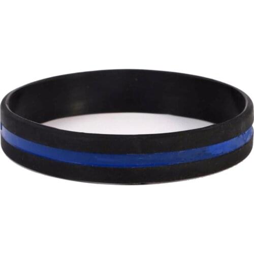 1pcs Silicon Wristband For Adults Police Officers Patrol Awareness Blue Lives Matter Wristbands With Thin Blue Line