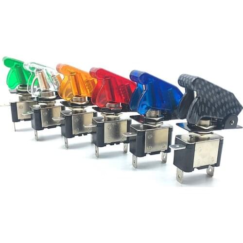 1PC Auto Car Boat Truck illuinated Led Toggle Switch With LED and Safety Cover Guard 12V 20A Red Blue White Green Yellow