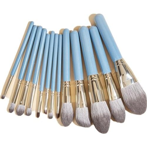 12Pcs/Set Wooden Makeup Brushes Set Foundation Face Blush Powder Concealer Eyelash Eyeshadow Luxury Cosmetics Tools