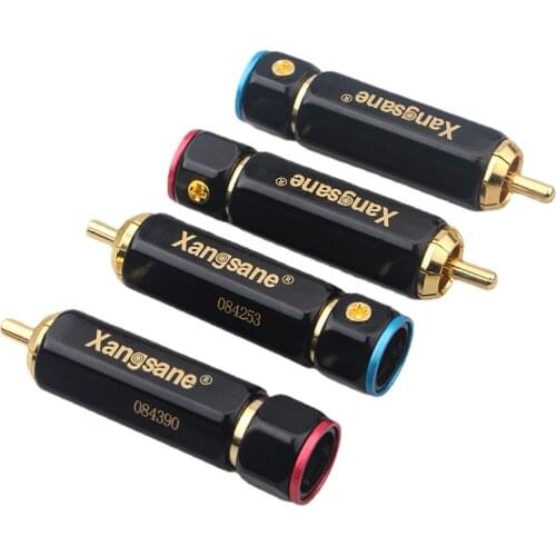 4pcs/8pcs/20pcs/50pcs self-locking solderless gold-plated lotus plug RCA plug audio signal cable plug