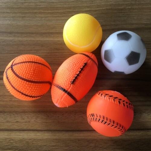 5pcs/set Dogs Rubber Chew Balls Diameter 6cm Squeaky Pet Dog Ball Toys Soft Puppy Stuff Sound Squeaking Interactive Ball Toys