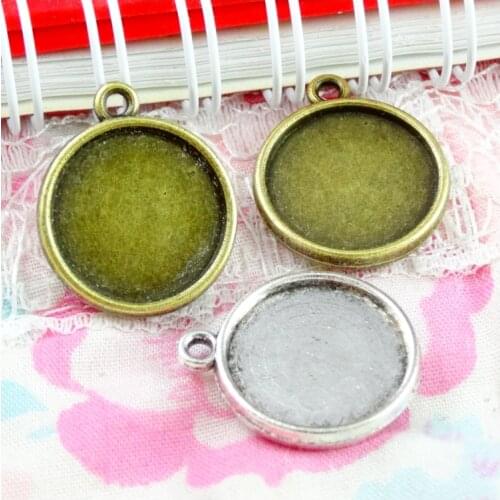 50pcs 16mm Inner Size Two Colors Antique Bronze Plated Antique Silver Plated Double Side Style Cabochon Base Setting accessories