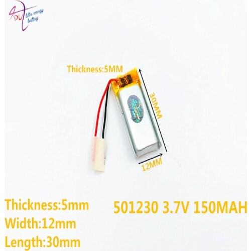 50 pcs 3.7V 150mAh Lithium Polymer LiPo li ion Rechargeable Battery For DIY Mp3 MP4 GPS bluetooth headphone 501230