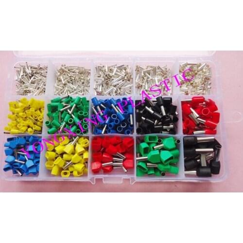 6 color 15 value 1315pcs/lot Bootlace cooper Ferrules kit set Wire Copper Crimp Connector Insulated Cord Pin End Terminal