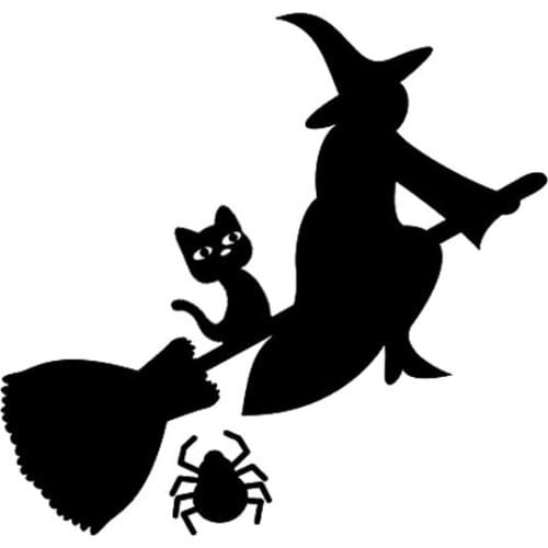 PLAY COOL Car Sticker The Witch Cat Spider Halloween Horror Party Decor Automobiles Motorcycles Accessories Vinyl Decals
