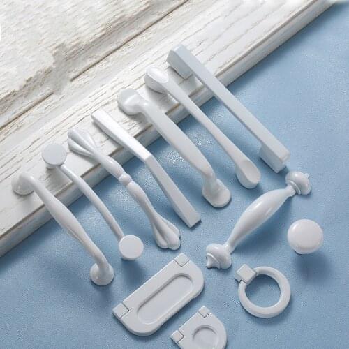 White Cabinet Handles Aluminium Alloy Kitchen Closet Door Knobs and Cupboard Handles Drawer Pulls Furniture Handle Hardware