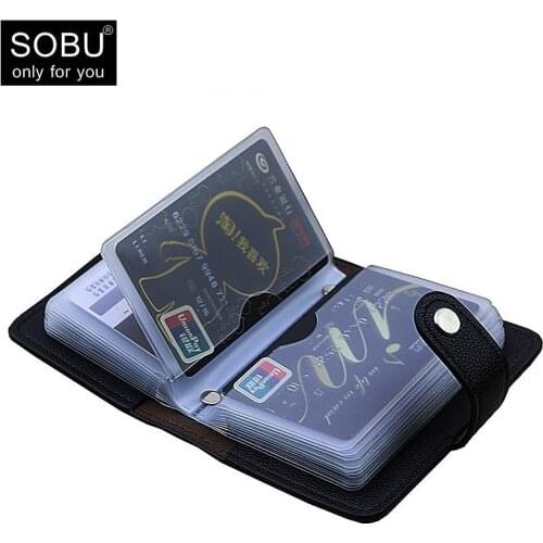 Fashion PU Leather Function 24 Bits Card Case Business Card Holder Men Women Credit Passport Card Bag ID Passport Card Wallet