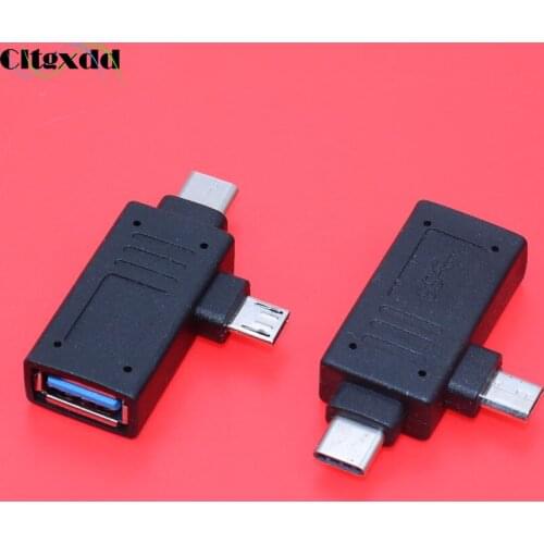 Cltgxdd 1PCS 2 In 1 Splitter OTG Adapter USB 3.0 Female to Micro USB Type-C Male Converter For Samsung Xiaomi USB3.0 Connector
