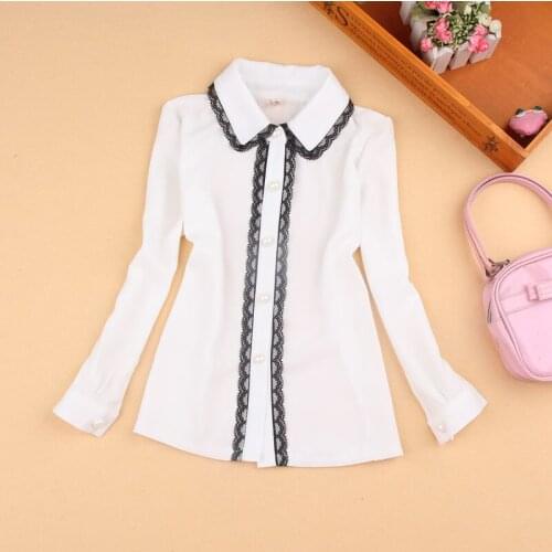 Kids shirt long sleeve girls blouse 2019 Autumn lace striped chiffon child shirts children clothing girls clothes blusas 1-16Y