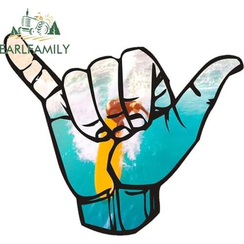EARLFAMILY 13cm x 11.3cm for Hang Loose Surfboard Car Stickers Vinyl Car Wrap Decal Waterproof Refrigerator Personality Creative