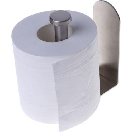 European Style Adhesive Vertical Paper Towel Holder Stainless Steel Wall Mount Bathroom Kitchen Toilet Tissue Roll Storage Rack