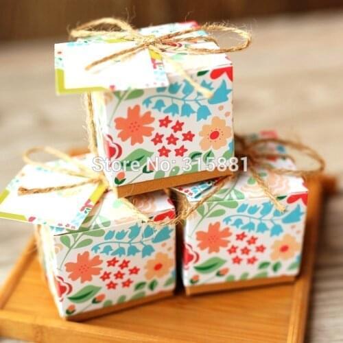 Flower printing candy box wedding favors christmas party gift box 50pcs/lot