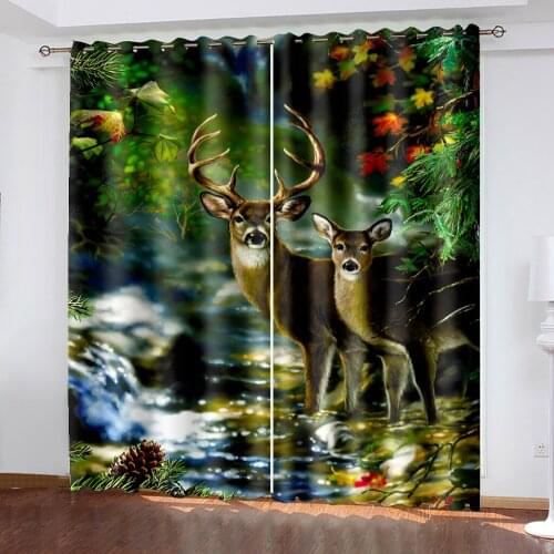 Beautiful Photo Fashion Customized 3D Curtains green forest curtains 3D Blackout Curtains Living Room Bedroom