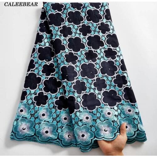 Newest African Lace Fabric 2021 High Quality Navy Swiss Voile Lace Embroidery Nigerian Lace Fabric For Women Wedding Dress S2540