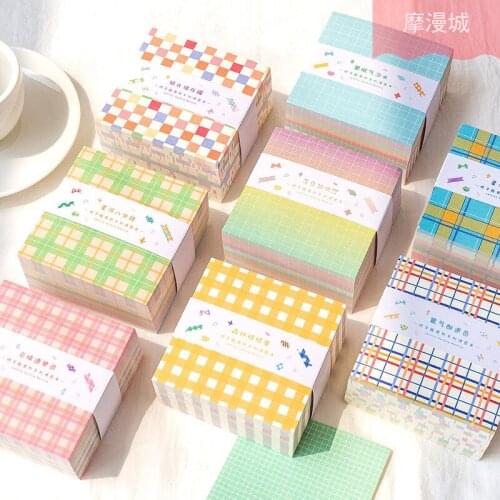 Square Lattice Note Paper Notebook Diary Decoration 5 Styles 400 Pages No Stickiness Stationery Student School Supplies Memo Pad