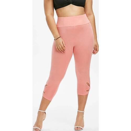 Fashion Leggings Women Plus Size Solid Hollow Elastic Waist Casual Plus Size Leggings Pants Jeggings Leggins Mujer W26