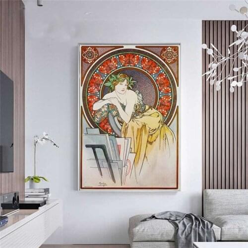 Hot Diy 5D Diamond Painting Mucha Elegant Girl Home Decor Diy Diamond Embroidery Cross Stitch Diamond Mosaic Gift HR2357