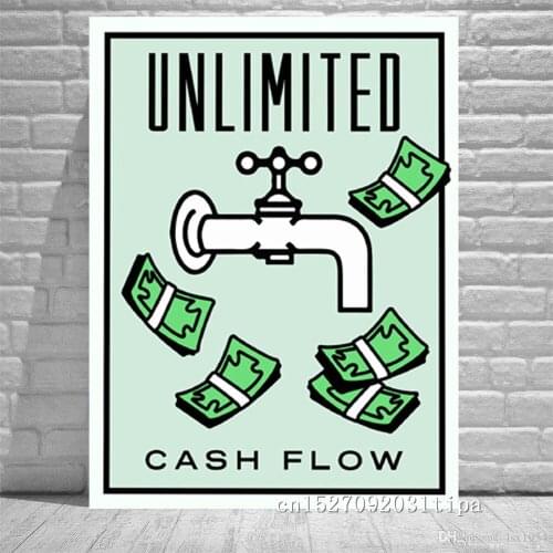 Alec Monopolys Cash Flow 1 Panel Abstract Wall Art Oil Painting Poster Canvas Painting Print Pictures for Living Room Home Decor