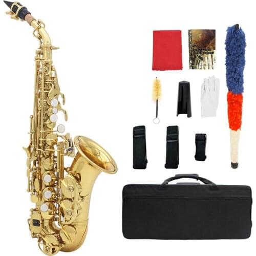 Muslady Brass Golden Carve Pattern Bb Bend Althorn Soprano Saxophone Sax Pearl White Shell Buttons Wind Instrument with Case Glo