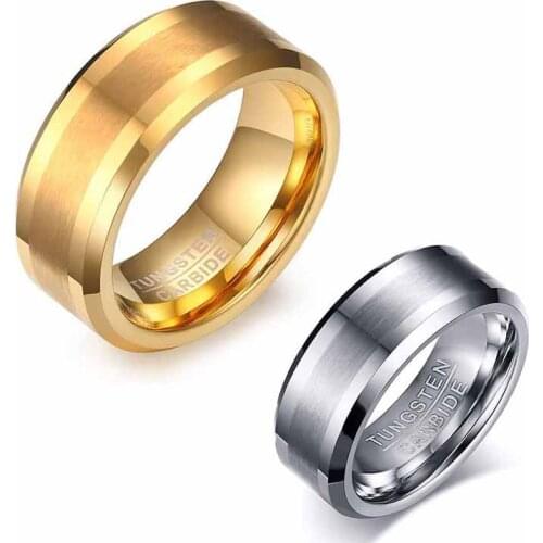 8MM Tungsten Steel Mens Brushed Rings Engagement Wedding Ring Matte Male Jewelry