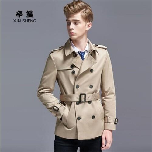 Mens trench coats man spring autumn double-breasted clothes abrigos hombre slim fit overcoat long sleeve new designer khaki