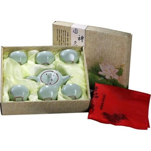 Sky Blue Chinese Travel Kung Fu Tea Set Ceramic Portable Teapot Porcelain Teacup Kettles Tea Suit Chinese Tea Ceremony Drinkware