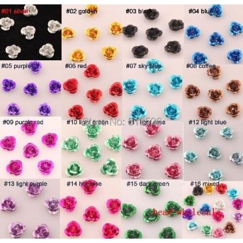 OMH wholesale 100pcs Rose Flower Aluminum Jewelry Making Spacer Beads 6mm For Bracelet