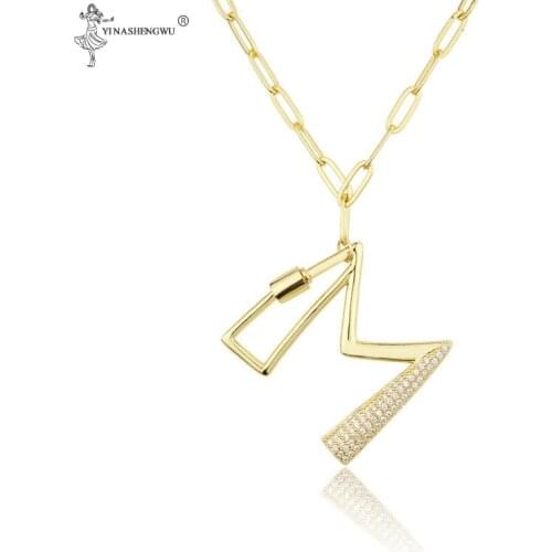 Initial A-Z Letter Necklace For Women With Crystal Gold Chain Alphabet Pendant Necklaces Jewelry Accessories Christmas Gifts