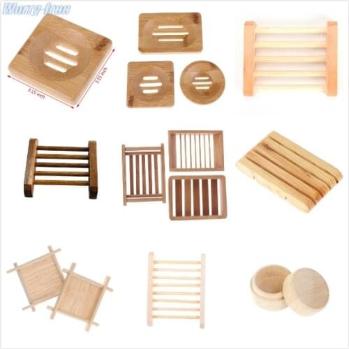 Hot Natural Wooden Soap Tray Holder Wooden Bamboo Soap Dish Storage Soap Rack Plate Box Container For Bath Shower Plate Bathroom