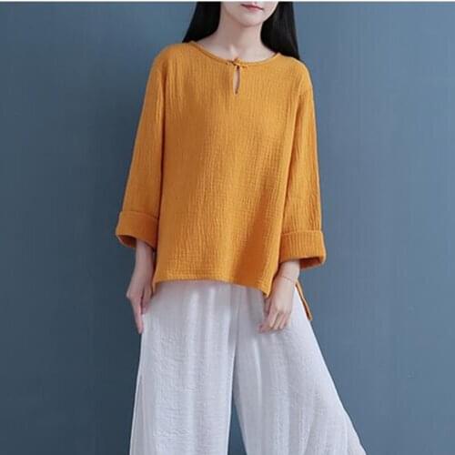 Plus Size 6XL 7XL 8XL Womens Spring Blouse 2020 Long Sleeve Loose casual Cotton Linen Blouse Womens Autunm vinatge tops Shirts